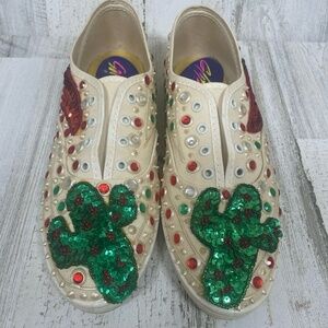 Glitzies Vintage‎ Embellished Sneakers Cactus Chili Pepper Sequins size 6.5